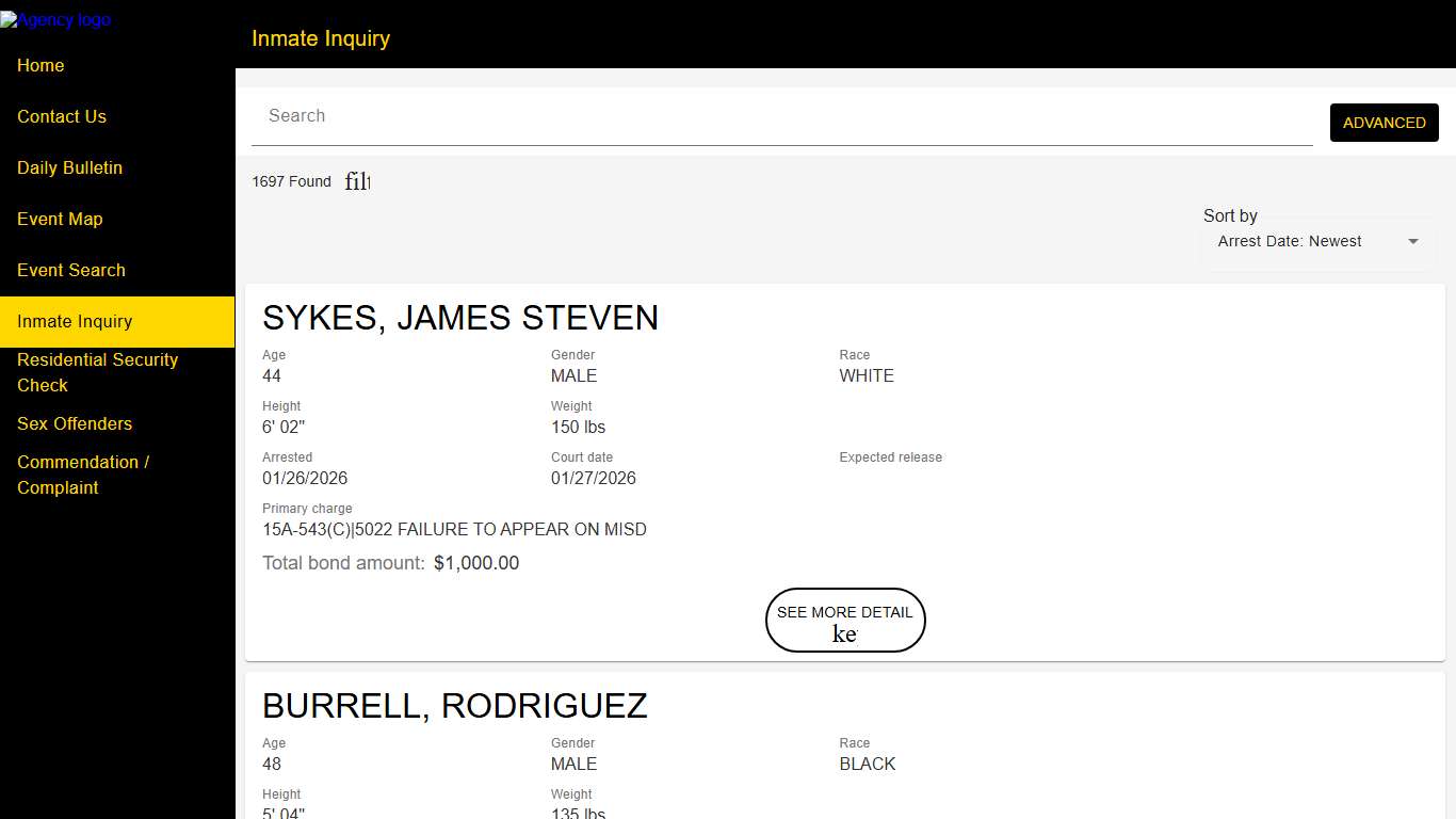 Wake County Sheriff's Office Police to Citizen - Inmates catalog