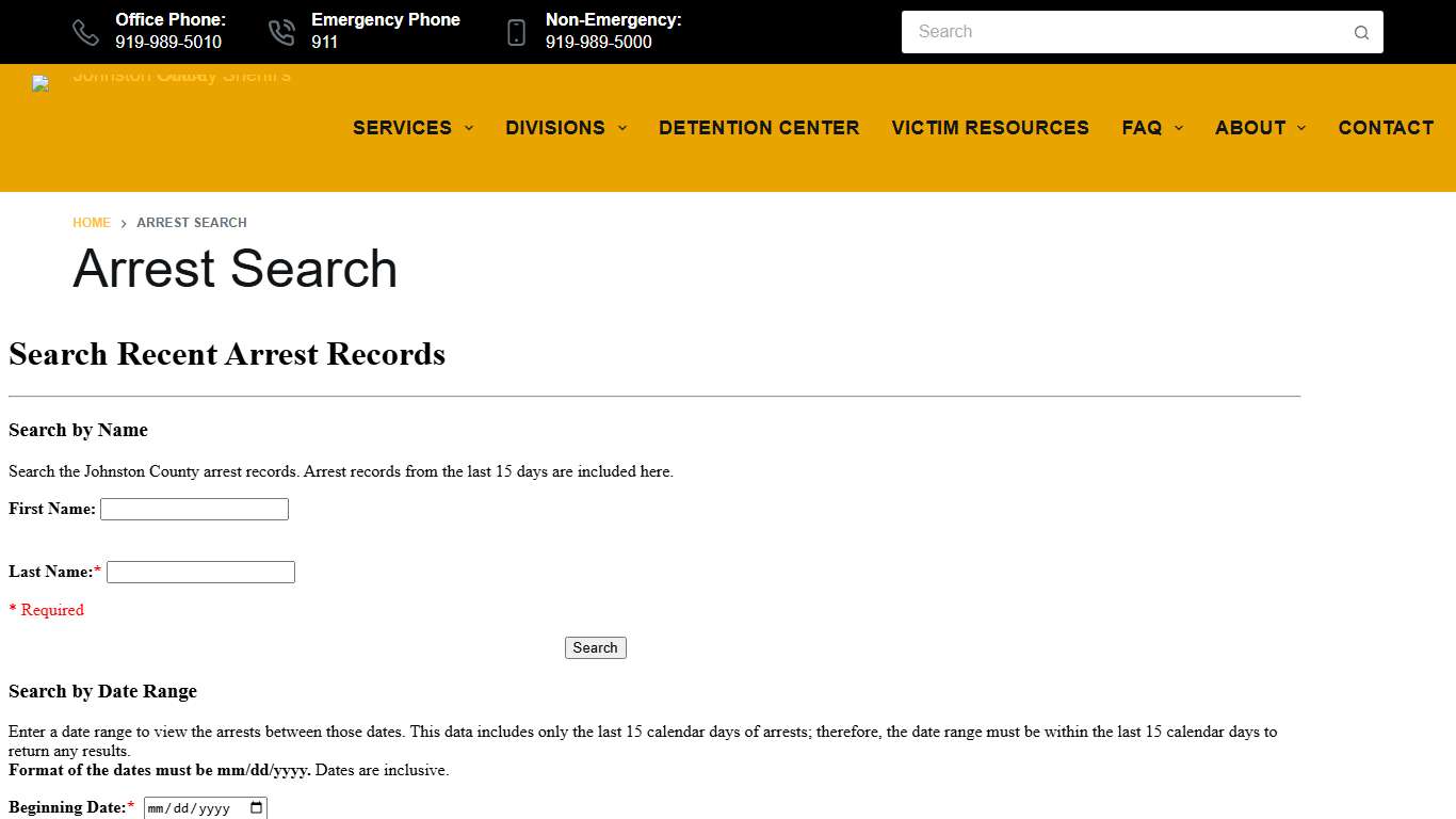 Arrest Search - Johnston County Sheriff's Office